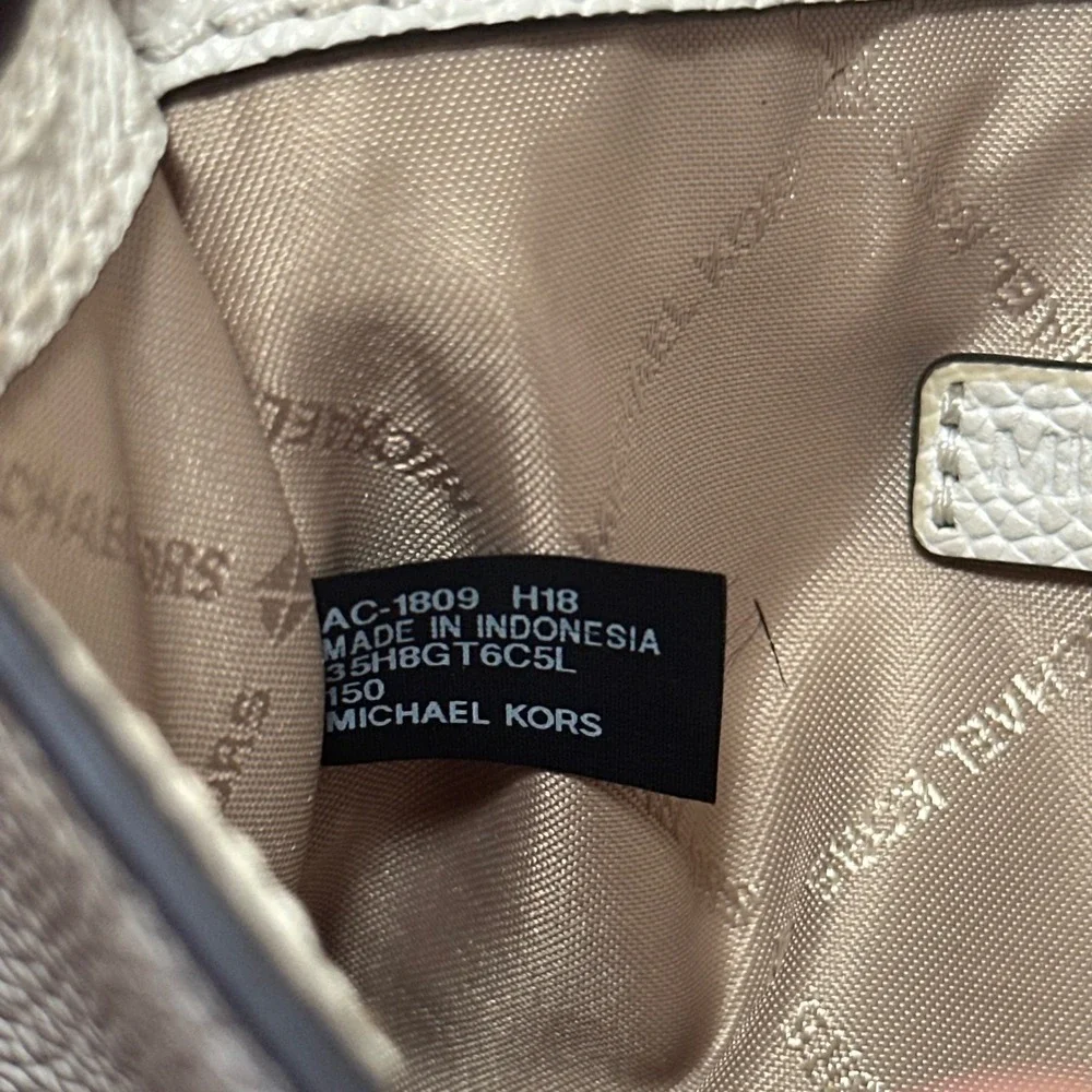 Michael Kors Cassie White Ivory Pebbled Leather Small Crossbody Bag